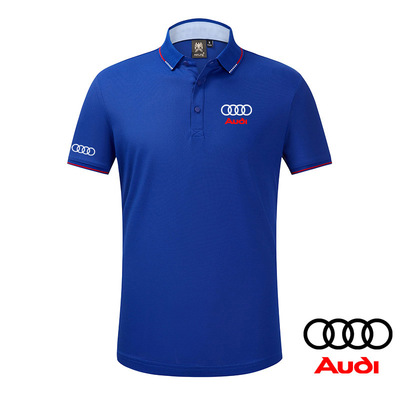 2022 Polo Audi Col Contrasté Homme Coton Piqué Manche Courte